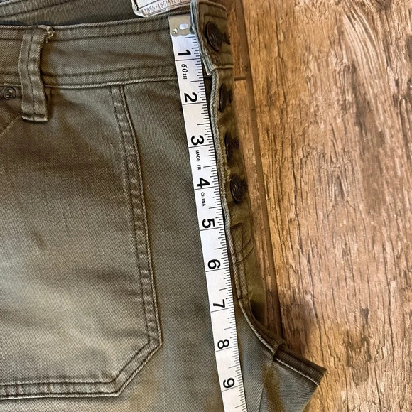 Free people olive green button fly distressed crop pants 4 - Picture 7 of 9